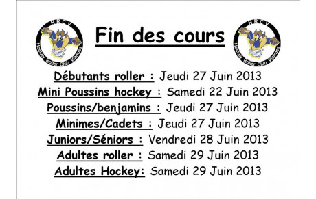 Fin des cours !!!!! Fin de saison !!!!!